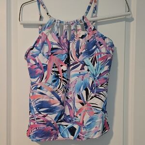 Tropical Print Swim Top